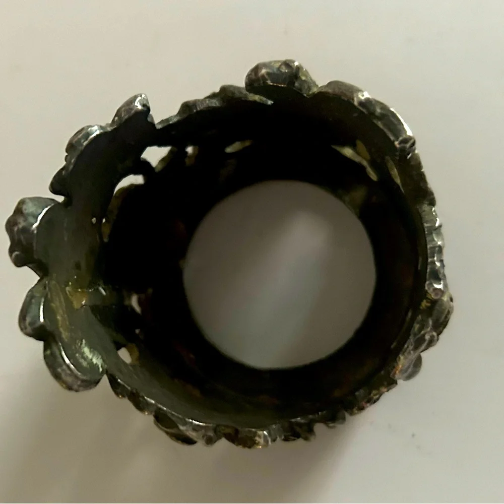 Vintage Pewter Floral Fairy Flowers Openwork Candle Holder Cottagecore